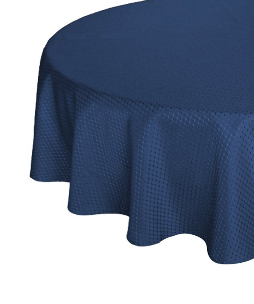 Tektrum Heavy Duty 70 Inch Round Elegant Waffle Weave Check Jacquard Tablecloth Table Cover - Waterproof/Stain Resistant/Spill P